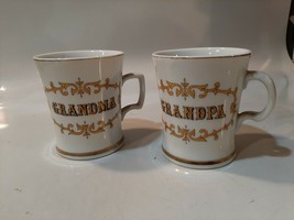 Knobler Japan Coffee Cup Mugs - Grandpa Grandma Gold Trim with Verses - £7.58 GBP