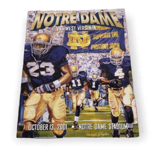 Notre Dame Fighting Irish Vs. West Virginia Oct. 13, 2001 Official Program - $8.12
