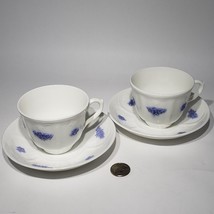 Lot of 2 Adderley Bone China Embossed Blue Chelsea 8 oz Flat Tea Cup Saucer Sets - £14.90 GBP