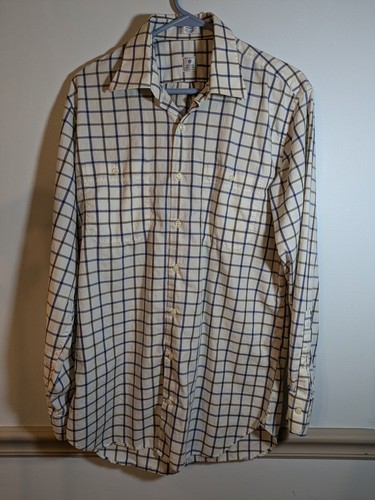 Peter Millar Men&#39;s Checkered Button-Down Shirt - Blue/Brown 100% Cotton ... - £10.42 GBP