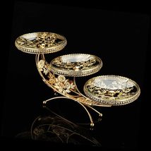 Luxury Three-Tier Fruit Plate, Decorative High-End Snack Stand, Gold-Pla... - $278.08 CAD