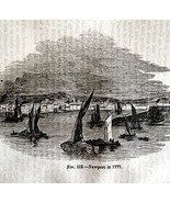 Newport Circa 1777 Ships At Bay 1845 Woodcut Print Victorian Revolution ... - $761.39 MXN