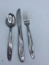 Oneida Silver Roseanne (Stainless) 3-Piece Place Setting Knife, Fork & Spoon - $26.72