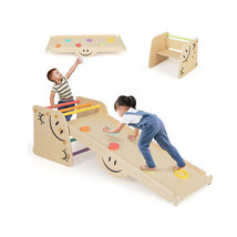 Wooden Climbing Toy Triangle Climber Set with Seesaw-Multicolor - Color: Multic - £129.09 GBP