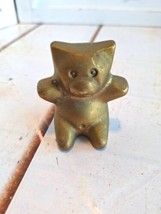 Vintage Solid Brass Bear Miniature Figurine Paperweight Teddy Bear Taiwan 2.75&quot;H - $12.86