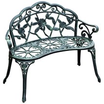 Outsunny Green Metal Bench w/ Rose Accent - $172.99