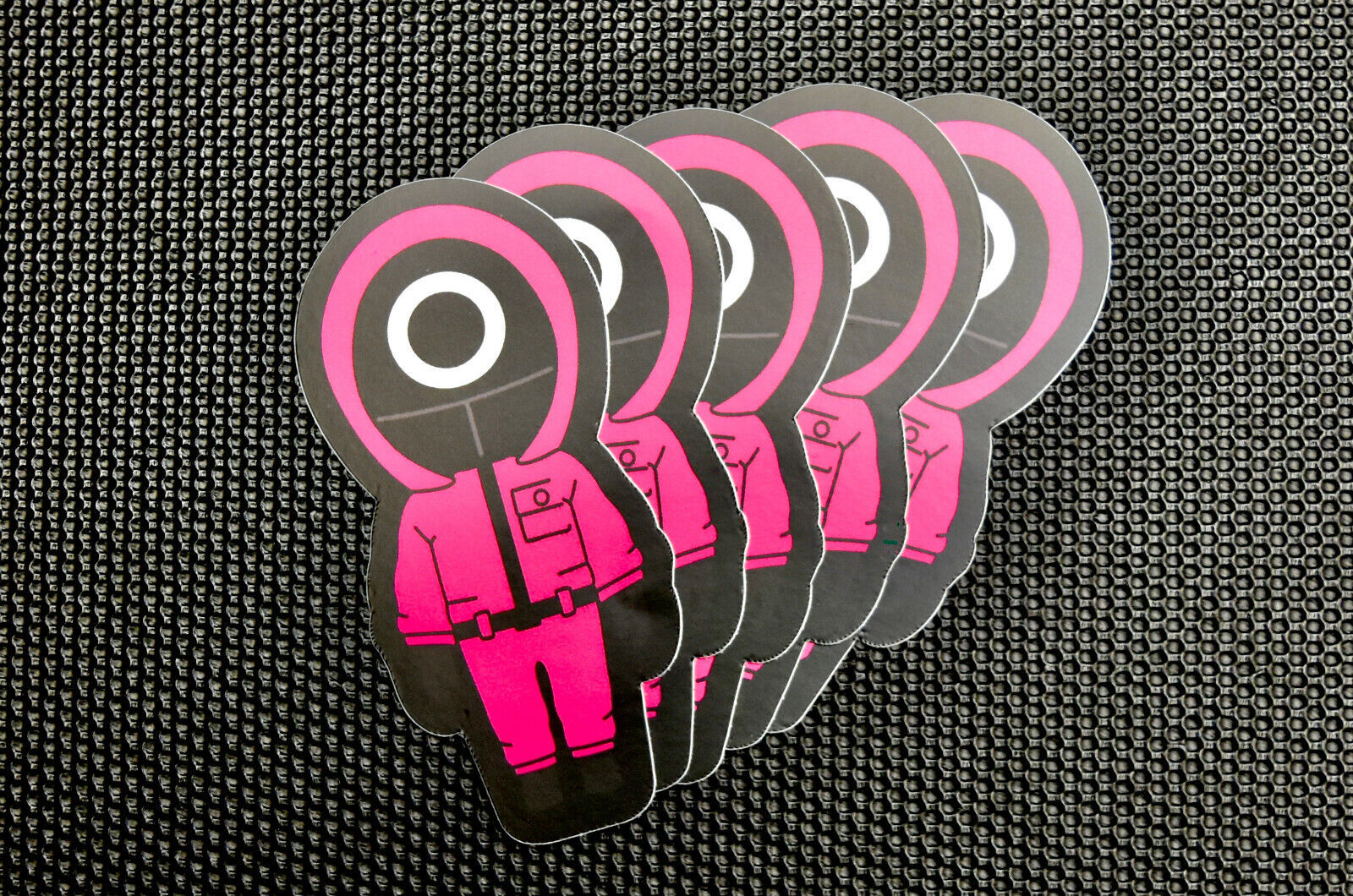 Squid Worker Circle Mask Vinyl Sticker Decal 5 Pack iPhone Case Bottle Game - $4.95