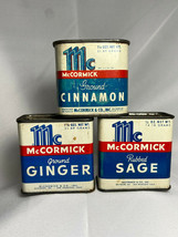 1940s McCormicks Bee Brand Lot Of 3 Spice Tins Ginger Cinnamon Sage Baltimore MD - £28.08 GBP