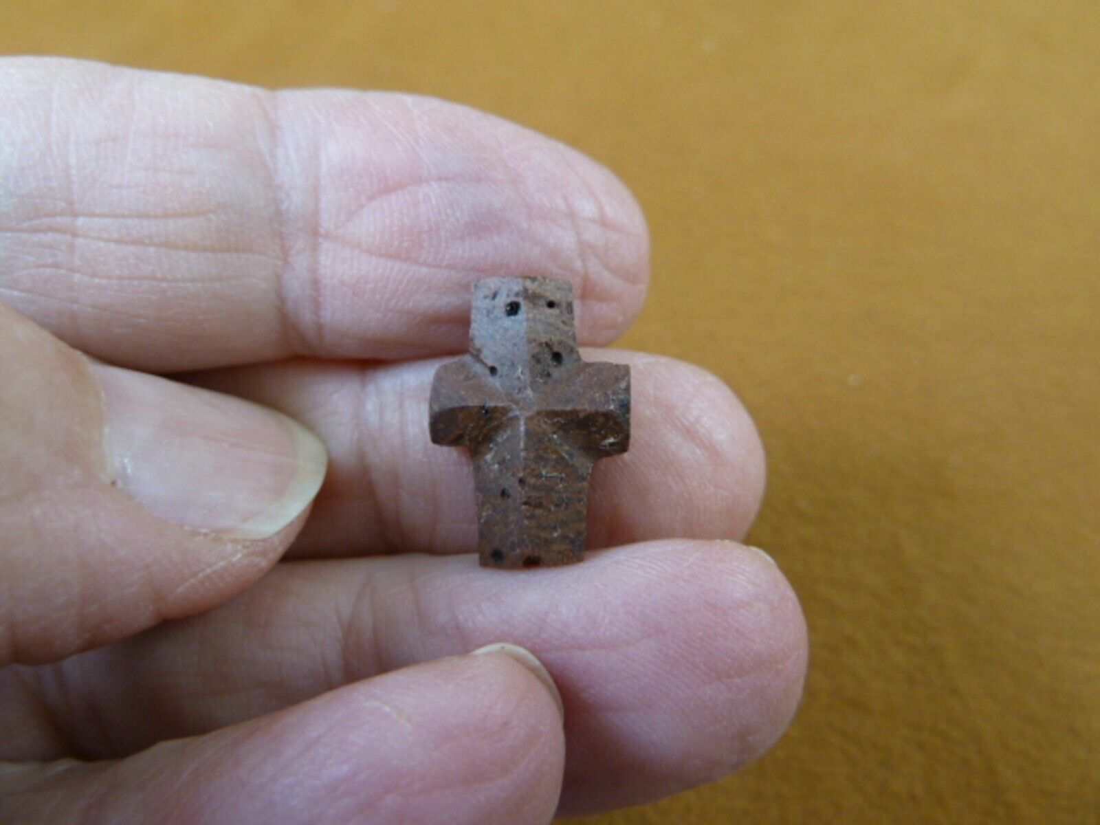 (CR593-107) 5/8&quot; Fairy Stone CHRISTIAN CROSS oiled Staurolite Crystal MA... - $15.88