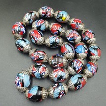 Beautiful Old Tibetan Silver Nepalese Glass Beads Jewelry Necklace - £92.05 GBP