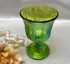 1655 Vintage Carnival Lime Green Harvest Wine Goblet - £11.00 GBP