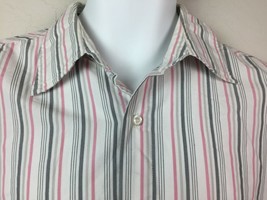 PX Clothing Men&#39;s White Striped Button Up Shirt Pink Gray Everyday Size ... - £23.76 GBP