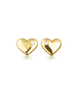 14K Yellow Gold Diamond Heart Baby Stud Earrings - $2,093.82 MXN