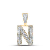 10kt Two-tone Gold Mens Round Diamond Initial N Letter Charm Pendant 7/8 Cttw - £859.82 GBP