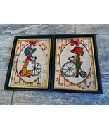 Holly Hobbie Crewel Needlepoint Set of 2 Framed Art Vintage 70s Retro Ha... - $1,505.26 MXN