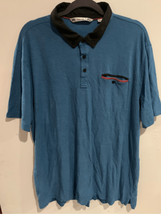 TRAVIS MATHEW Golf Polo Shirt-Pima Cotton Blue/Black S/S 2XL Mens EUC - $10.59