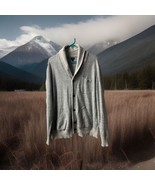 J Crew Long Sleeved Cardigan Sweater Mens Large Gray Shawl Collar Grandp... - £23.32 GBP
