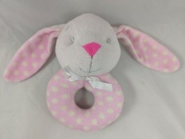 Stephan Baby Rabbit Ring Plush 5.5 Inch Pink Rattle Stuffed Animal toy - £5.51 GBP