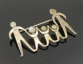 GFMW 925 Silver - Vintage Family Of 5 Holding Hands Moonstone Brooch Pin- BP9374 - £34.86 GBP