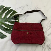 Sugar Reef Vintage Y2k Shoulder Bag Purse Red Brown Tropical Floral Quilted - €24,73 EUR
