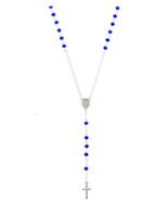 Sapphire Crystal Rosary 18&quot; L Necklace, New  #AB-090 - $91.33 MXN