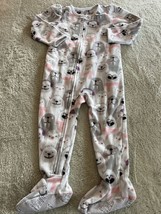 Just One You Girls White Pink Gray Walrus Penguin Fleece Long Sleeve Pajamas 2T - £4.24 GBP