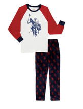 Boys US Polo Assn 2pc Pajamas Set Sz 6/7 Shirt &amp; Pants Flame Resistant - £9.48 GBP