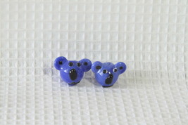 Lampwork Glass Beads (New) (6) Koala Bear Heads Blue - $7.35