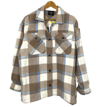 HFX Shirt Jacket Shacket Womens Small Heavy Weight Snap Front Plaid Beig... - £17.93 GBP