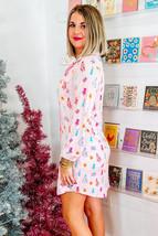 Pink Christmas Twinkle Tree Print Shirt Sleep Dress - $20.86