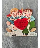 Little Boy &amp; Girl A-Meri-Card Valentines Card Early 1900&#39;s Die Cut Vintage - £3.72 GBP