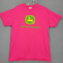 John Deere Women Shirt Size M Pink Preppy Logo Classic Short Sleeve Crew Tee Top - £10.10 GBP