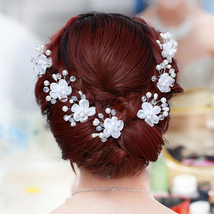 5pcs Crystal  Flower Hairpins Headpieces Women Hair Pin Sti Jewelry Tiaras Crown - £8.81 GBP