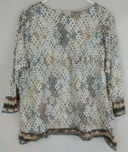 Alfred Dunner White, Brown, &amp; Black Embellished 3/4 Sleeve Blouse Size Medium - £10.07 GBP