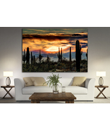 Sonoran desert canvas wall art Desert wall art Landscape art Sunset Arizona - £52.77 GBP