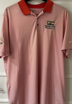 John Deere Nike Dri Fit Golf Polo Shirt 2XL Orange Stripes + Embroidered... - £15.47 GBP