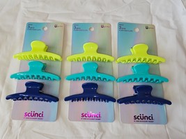 Scunci Claw Collection 3 Sets 9 Claw Hair Clips Blues Yellow Colors New - $15.47