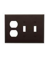Lot of 5 Eaton Wiring 3-Gang Combo Wall Plate Mid-Size 2 Toggles &amp; Duple... - $7.76