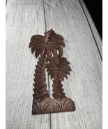 Wood Carved Palm Tree Grouping Key Holder Wall Mount Decorative 5 Key Pl... - $15.00