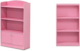Pink Basic 3-Tier Bookcase Storage Shelves And Furinno Stylish Kidkanac - £89.86 GBP