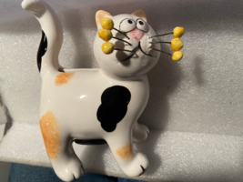 5" Amy LaCombe Cat Coin Bank Ceramic w/Beaded Whiskers &amp; Stopper Pre-Own... - $15.99