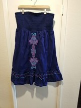 NWT Lane Bryant Blue Strapless Summer Dress Size 18/20 Embroidered Stret... - £29.46 GBP