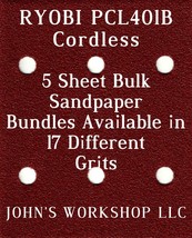 Ryobi PCL401B Cordless - 1/4 Sheet - 17 Grits - No-Slip - 5 Sandpaper Bulk Bdls - $4.99