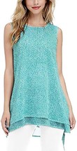 Fever Women Double Layer Sleeveless Blouse, Aqua Speckle Grid, S - £14.01 GBP