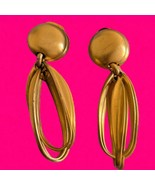 NOS Unbranded Runway Gold Tone Round &amp; Dangle Clip On Earrings 2.75&quot; Six... - $266.59 MXN