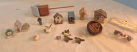 Vintage Miniature Outside Accessories Bird Houses Nest Blue Jay Owl Mushroom R - £14.38 GBP