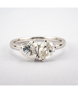 Popular Two-Stone Moissanite/Diamond Engagement Rings White Gold Wedding... - $300.00+