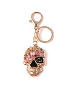 Skull W/Pink Eye Goldtone Austrian Crystal Keychain Carabiner New in Gif... - £10.97 GBP