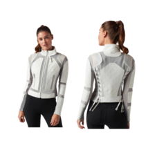 Women&#39;s White and Silver Colorblock Moto Jacket - $129.99