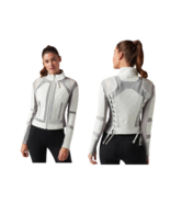 Women&#39;s White and Silver Colorblock Moto Jacket - $129.99